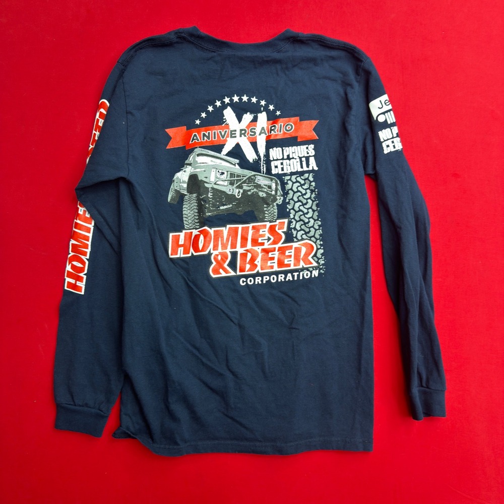 Yazbek Mens Homies & Beer Corp Aniversario Off Road Long Sleeve Shirt Navy S